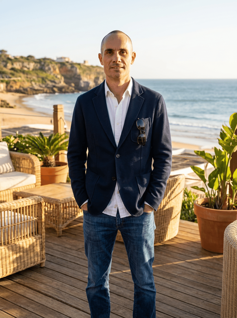 rag & bone Skeleton Navy Cotton Piqué Blazer