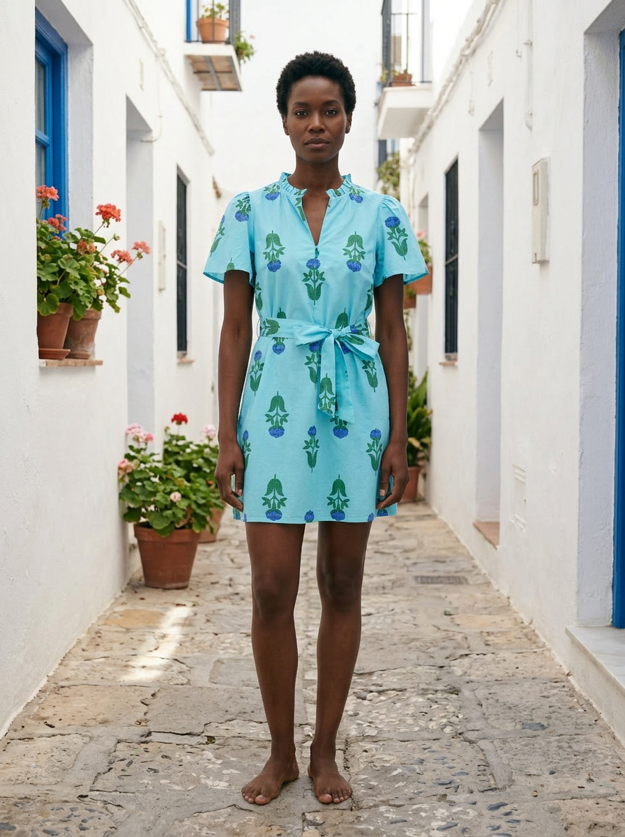 SUGARLIPS Amena Floral Ema Belted Cotton Dress